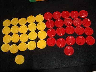 CONNECT FOUR 4 Game Replacement Pieces LOT OF 42 CHECKERS 21 YELLOW 21 RED SHINY • $4.50