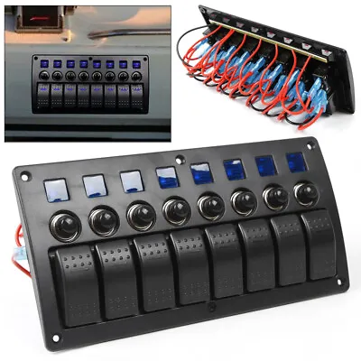 $42.77 • Buy 8 Gang Panel Switch Car Marine Rocker Switch Panel Circuit Breaker Waterproof US