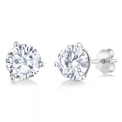 14K White Gold Moissanite From Charles & Colvard Friction Back Martini Stud • $187.99