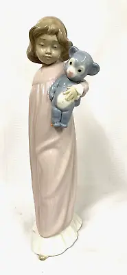 1978 NAO Lladro Figurine~ Bianca & Her Bear Girl W/Teddy Porcelain- 12.5  Tall • $61.95