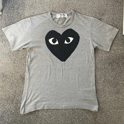 £30 • Buy CDG Play Comme Des Garcons Grey T Shirt Medium 100% Genuine