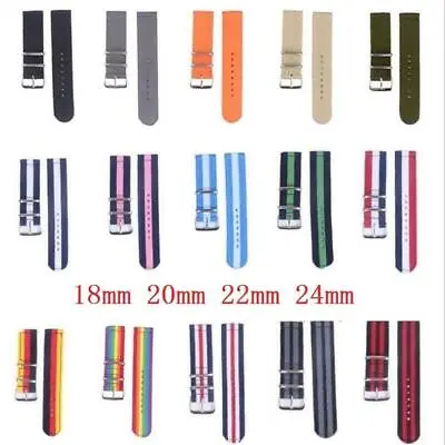 Universal Vintage Nylon Canvas Loop Wrist Sports Watch Band Strap 18/20/22/24 Mm • $3.34