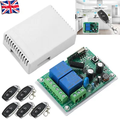 Garage Door Remote Control Switch Relay Wireless Transmitter + Receiver Kit 2 CH • £17.65