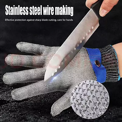 1Pair Safety Stainless Steel Work Gloves Cut Resistant Wire Metal Mesh Gloves • £14.39