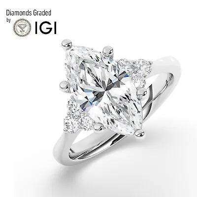 Marquise Solitaire 950 Platinum Engagement Ring3 Ct Lab-grown IGI Certified • $2920