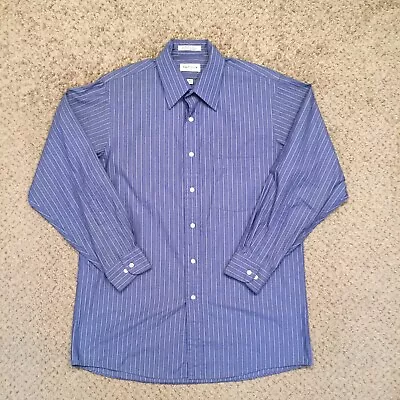 Van Heusen Shirt Mens 15.5 Blue Striped Long Sleeve Button Up  • $15.10