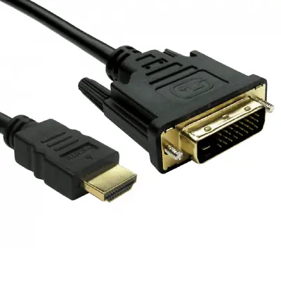 DVI-D DVI To HDMI Cable PC Monitor Lead 1m 1.5m 2m 2.5m 3m 5m 7m 10m 15m 20m • £4.99