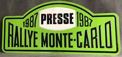 Rallye Monte Carlo Monaco WRC 1987 Presse Automobile Motor Car Rally Plate • £140