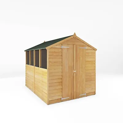 Waltons 8x6 Wooden Garden Shed Overlap Apex Double Door Window Storage 8ft 6ft • £409.49