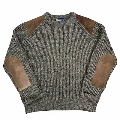 Polo Ralph Lauren Commando Shooting Sweater Wool Alpaca Leather Patch Mens XXL • $129.99