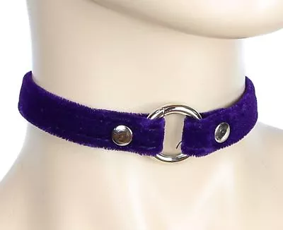 Purple Velvet O Ring Choker Punk Goth Rockabilly Gothic Collar Sub Bondage • $16.99