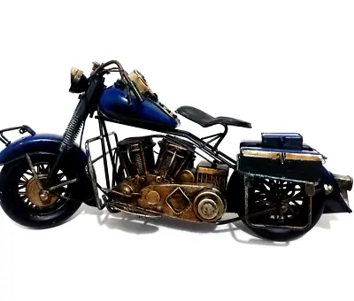 Welded Metal Motorcycle Figurine Art Sculpture Blue 13  • $590.75