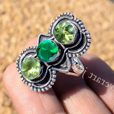 Diopside Cut Peridot Multi Gemstone Jewelry Ring 925 Sterling Silver Man's Ring • £19.85