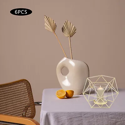 6Pcs Geometric Gold Tealight Holder Candle Centrepiece For Table Decor Vintage • £17