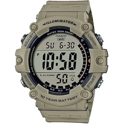 Casio AE1500WH-5AV Chronograph Watch Khaki Resin Band Alarm Illuminator • $25.75