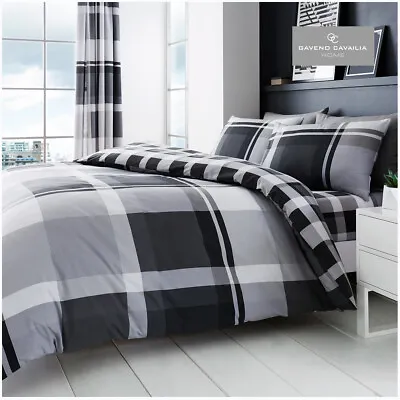 Tartan Checked Grey Duvet Cover Quilt Bedding Set With Pillowcases All Sizes UK • £14.49