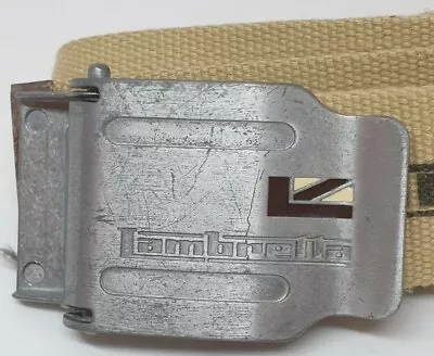 Lambretta Canvas Belt/Silver Coloured Buckle 49  Embossed Branded Beige Printed • £29.99