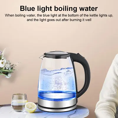 1800W Electric Kettle Glass Blue LED Illuminated Portable Jug Rapid Boil 1.8L UK • £12.79