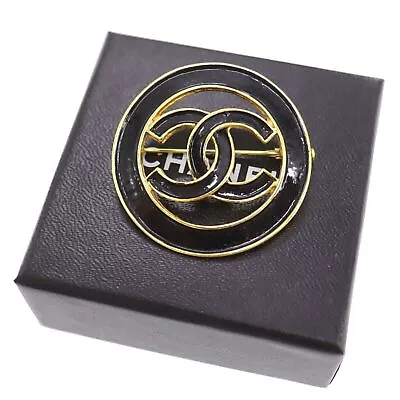 CHANEL CC Logos Circle Used Pin Brooch Gold Plated Black Vintage #CG390 M • $583.25