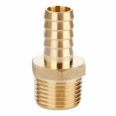 U.S. Solid 1pc Brass Pipe Fitting Adapter Coupler 1/2  Hose Barb X MNPT 1/2  • $8.79