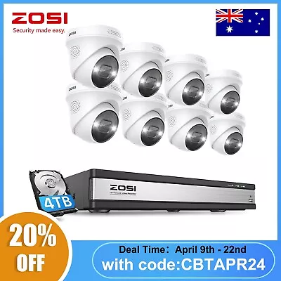 ZOSI 4K POE Home CCTV Security System 8PCS 8MP IP Camera Wireless 16CH NVR 4TB • $1025.99