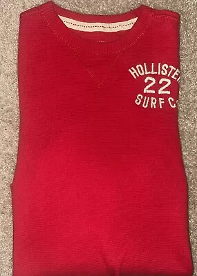 Mens Hollister Long Sleeve Red Crewneck Thermal Shirt Size Medium - EUC • $17.99