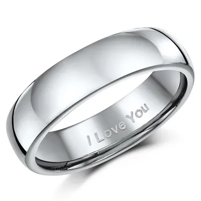 Titanium Wedding Engagement Ring Engraved ''I Love You'' 6mm Band Mens/Ladies  • £15.99