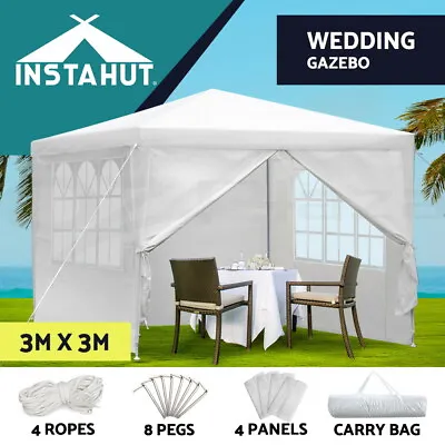 $85.95 • Buy Instahut Gazebo 3x3 Party Marquee Wedding Canopy Outdoor Gazebos Camping White