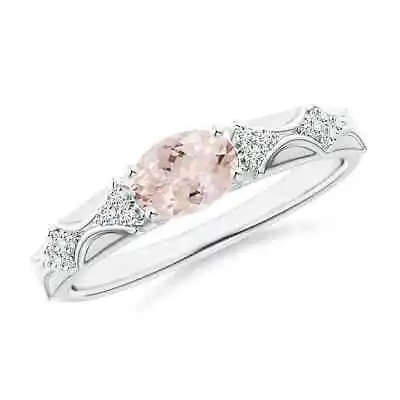 ANGARA Oval Morganite Vintage Style Ring With Diamond Accents In 14K Gold • $791.10