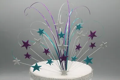 Personalise Cake Topper Decoration Stars Hearts On Wires Any Age Any Colours 001 • £14.99