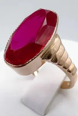 Vintage Gold 583 14K With Stone Ruby Women's Jewelry Elegant Ring 4.3gr • $625