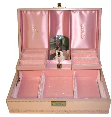 Vintage Ballerina Musical Jewelry Box Spinning Ballerina With Mirror WORKS! (B2) • $100