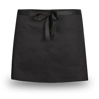 Half Size Waist Waiter Waitress Apron Solid Colour Apron Bar Cafe Pub 2 Pockets • £3.99