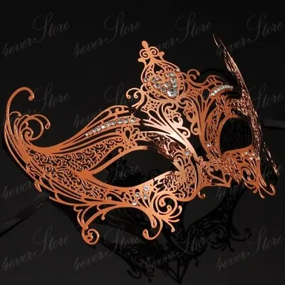 Womens Royal Queen Filigree Laser-Cut Metal Venetian Masquerade Mask [Rose Gold] • $19.95