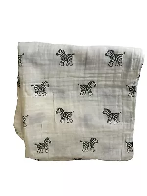 Baby Muslin Swaddle Blanket Premium Cotton Zebra White • $7