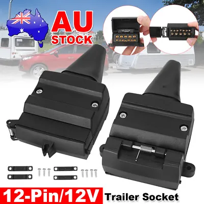 $13.45 • Buy 12 Pin Flat Trailer Socket Plug Set Connector Female & Male Caravan Camper 4WD