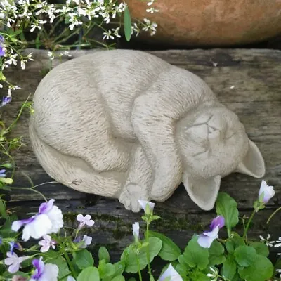 Stone Outdoor Garden Lawn Statue Ornament Sculpture Small Sleeping Kitten Cat A • £19.49