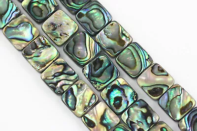 Abalone Square Shape Beads 8mm 10mm 12mm 14mm 16mm 15.5  Strand • $24.74