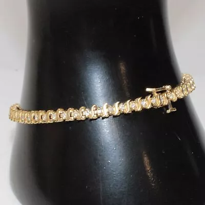 14K Yellow Gold Moissanite Tennis Bracelet - 9.3g • $224.50