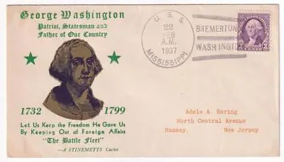 Battleship USS MISSISSIPPI BB-41 Washington Henry Stinemetts Naval Cover C4548 • $7.95