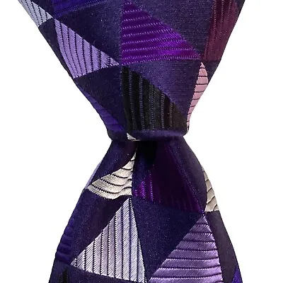 DUCHAMP Men's 100% Silk Necktie ENGLAND Luxury Geometric Purple/Blue/Pink EUC • $90.99