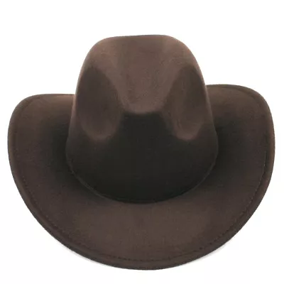 Child Boy Girl Fashion Western Wide Brim Cowboy Hat Winter Felt Fedora Jazz Cap • $8.99