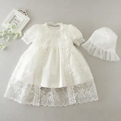 £24.99 • Buy Gorgeous Lace Embroidery Christening Dress Baby Toddler Baptism Gown With Bonnet