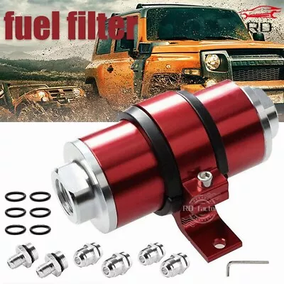 10 Micron Billet Aluminum Inline Fuel/petrol Filter+bracket An6/an8/an10 New Us • $33.48