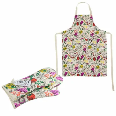 Vegetable Oven Mitt And Apron Set 100% Cotton • £6.99