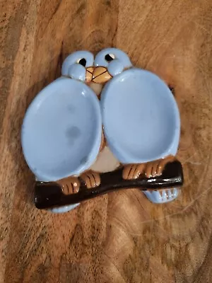 Vintage Blue Bird Spoon Rest Ceramic Double Bluebirds  • $10