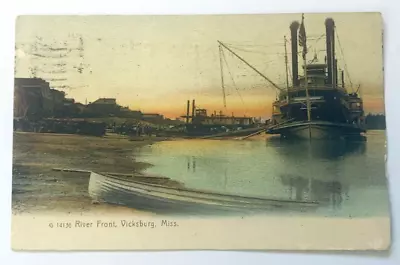 River Front Steamboat Vicksburg Miss Postmark 1907 Vintage Postcard • $29.99