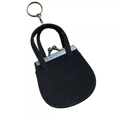 Mini Black Coin Purse Keychain Pouch Backpack Bag Charm • $11.05