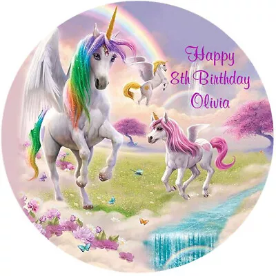 $13.95 • Buy 🌟 Rainbow Unicorn Edible Wafer Birthday Party Cake Decoration Cake Image Topper