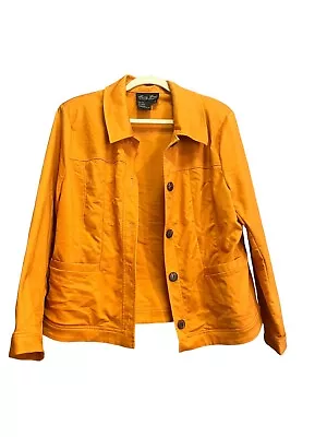 Jerry Lewis Classic Luxuries Women Mustard Yellow Blazer Jacket Button Up Sz 16 • $28.99